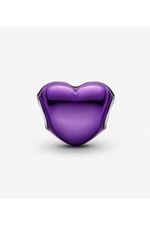 POSEİDONS JEWELLERY Metalik Mor Kalp Charm Mor Tek Ebat