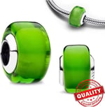 POSEİDONS JEWELLERY Mini Yeşil Murano Cam Charm 925 Ayar Yeşil Tek Ebat