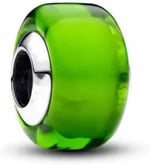 POSEİDONS JEWELLERY Mini Yeşil Murano Cam Charm 925 Ayar Yeşil Tek Ebat