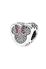 POSEİDONS JEWELLERY Minnie Mouse Kalp Zirkon Taş Model Charm Gümüş Tek Ebat