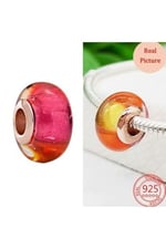 POSEİDONS JEWELLERY Murano Işıltılı Günbatımı Charm Kırmızı Tek Ebat