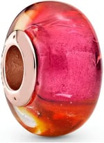 POSEİDONS JEWELLERY Murano Işıltılı Günbatımı Charm Kırmızı Tek Ebat