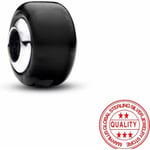 POSEİDONS JEWELLERY Siyah Murano Cam Charm 925 Ayar Gümüş 60 cm