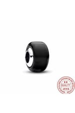 POSEİDONS JEWELLERY Siyah Murano Cam Charm 925 Ayar Gümüş 60 cm