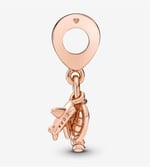 POSEİDONS JEWELLERY Uçak, Küre ve Bavul Üçlü Rose Sallantılı Charm Rose Tek Ebat