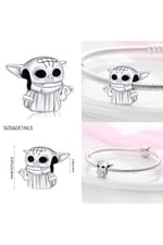 POSEİDONS JEWELLERY Usta Yoda Charm 925 Ayar Gümüş Gümüş Tek Ebat