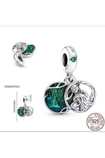 POSEİDONS JEWELLERY Usta Yoda Jedi Charm 925 Ayar Gümüş Yeşil Tek Ebat
