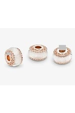 POSEİDONS JEWELLERY Yanardöner Murano Cam Charm Pembe Beyaz Tek Ebat