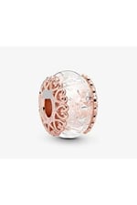 POSEİDONS JEWELLERY Yanardöner Murano Cam Charm Pembe Beyaz Tek Ebat