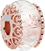 POSEİDONS JEWELLERY Yanardöner Murano Cam Charm Pembe Beyaz Tek Ebat
