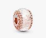 POSEİDONS JEWELLERY Yanardöner Murano Cam Charm Pembe Beyaz Tek Ebat