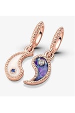 POSEİDONS JEWELLERY Yin ve Yang Işıltılı Sallantılı Charm Rose Tek Ebat