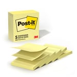 Post-it Açılır Notlar 7,6 x 7,6 cm, 5 Ped, Amerika'nın 1 numaralı Favori Yapışkan Notlar, Kanarya Sarısı, Temiz Çıkarma, Geri Dönüştürülebilir (3301-5YW)