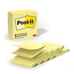 Post-it Açılır Notlar 7,6 x 7,6 cm, 5 Ped, Amerika'nın 1 numaralı Favori Yapışkan Notlar, Kanarya Sarısı, Temiz Çıkarma, Geri Dönüştürülebilir (3301-5YW)