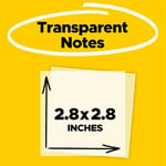 Post-it Şeffaf notlar, 12 blok, blok başına 36 yaprak, 73 mm x 73 mm, şeffaf - öğrenciler için yeniden konumlandırılabilir yapışkan notlar, ders çalışırken kitaplarda notlar için