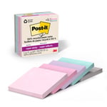 Post-it%100 Geri Dönüşümlü Kağıt Süper Yapışkan Notlar, 2X Yapıştırma Gücü, 3x3 inç, 5 Ped, 70 Yaprak/Ped, Wanderlust Pastel Koleksiyonu (654R-5SSNRP)