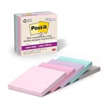 Post-it%100 Geri Dönüşümlü Kağıt Süper Yapışkan Notlar, 2X Yapıştırma Gücü, 3x3 inç, 5 Ped, 70 Yaprak/Ped, Wanderlust Pastel Koleksiyonu (654R-5SSNRP)