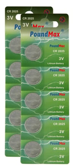 PoundMax 10 lu CR2025,MP058 Düğme Pil