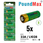 PoundMax Alkalin güvenlik pilleri, 23AE/A23/LRV08/MN21, 12 V, 5 adet