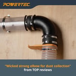 POWERTEC 70105 Açılı Toz Hortumu Bağlantısı, 10,2 cm, 90 Derece Açı, Siyah