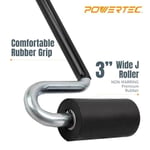 POWERTEC 71010 J-Roller uzun saplı kauçuk rulo, 3,8 cm x 7,6 cm – profesyonel kaplama kenar bandı ve zemin laminasyon aleti, düz sap