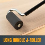 POWERTEC 71010 J-Roller uzun saplı kauçuk rulo, 3,8 cm x 7,6 cm – profesyonel kaplama kenar bandı ve zemin laminasyon aleti, düz sap