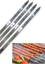 pratikoutdoor 8 Adet Paslanmaz Çelikten (Krom) 3mm Adana Kebab Şiş, Barbekü Kebab Şiş, 2.5cmx60cm