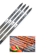 pratikoutdoor 8 Adet Paslanmaz Çelikten (Krom) 3mm Adana Kebab Şiş, Barbekü Kebab Şiş, 2.5cmx60cm