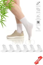 Premium Beyaz Lastiksiz Sıkma Yapmayan Kadın Bambu Soket Çorap - İz Yapmayan Bambu Çorap - 36-40