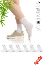 Premium Beyaz Lastiksiz Sıkma Yapmayan Kadın Bambu Soket Çorap - İz Yapmayan Bambu Çorap - 36-40