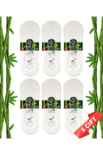 Premium Dikişsiz Erkek Bambu Babet Çorap 6'lı Beyaz Set (GÖRÜNMEZ ÇORAP) - 41-45 - C102BYZ-6