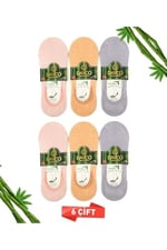 Premium Dikişsiz Kadın Bambu Babet Çorap Asorti 6lı Set - 35-38 - C56PTM