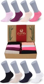 Premium Dikişsiz Kadın Bambu Patik Çorap 8'li Asorti Kraft Kutulu Set - 558