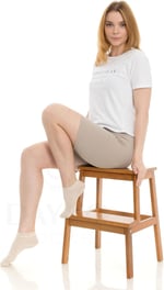 Premium Dikişsiz Kadın Bambu Patik Çorap 6'lı Bej Set - 10553-bej