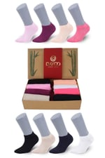 Premium Dikişsiz Kadın Bambu Patik Çorap 8'li Asorti Kraft Kutulu Set - 558