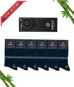 Premium Dikişsiz Klasik Uzun Lacivert Yazlık Erkek Bambu Soket Çorap 6lı Hediyelik Kutulu Set - 10123-LACI - 38-40