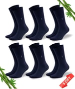 Premium Dikişsiz Klasik Uzun Lacivert Yazlık Erkek Bambu Soket Çorap 6lı Hediyelik Kutulu Set - 10125-LACI - 45-47