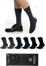 Premium Dikişsiz Klasik Uzun Yazlık Erkek Bambu Soket Çorap 6lı Hediyelik Kutulu Asorti Set - 10124-FLS - 41-45