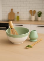Premium Japon Matcha Seti, 4 Parça, Seramik Kase, Bambu Çırpıcı, Chasen Standı, Bambu Kaşık