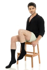 Premium Klasik Uzun Boy Desensiz Siyah Renk Kışlık Erkek Bambu Soket Çorap - 40-44 - 138