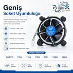 PrimeX PX-1150P Intel İşlemci Fanı, i3 i5 i7 Uyumlu CPU Soğutucu Fan, LGA775 1156 1155 1150 1151 1200 1700 Pin İşlemci Soğutucu, E97379-003 Intel Fan