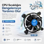 PrimeX PX-1150P Intel İşlemci Fanı, i3 i5 i7 Uyumlu CPU Soğutucu Fan, LGA775 1156 1155 1150 1151 1200 1700 Pin İşlemci Soğutucu, E97379-003 Intel Fan