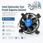 PrimeX PX-1150P Intel İşlemci Fanı, i3 i5 i7 Uyumlu CPU Soğutucu Fan, LGA775 1156 1155 1150 1151 1200 1700 Pin İşlemci Soğutucu, E97379-003 Intel Fan