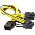 PrimeX PX-4302 6 Pin to 2x8 Pin PSU Ekran Kartı Güç Çevirici Kablo, PCI-E 6 Pin Dişi to 2 Adet 6+2 Pin Erkek GPU Power Splitter, 18AWG Bakır Mining Ekran Kartı Güç Kablosu, 20 cm