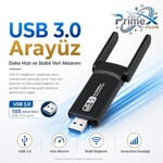 PrimeX PX-AC1200 USB 3.0 WiFi Adaptör, Realtek RTL8812BU, AC1200/AC1300 Dual Band 2.4G-5G, 802.11ac Kablosuz Ağ Alıcı, PC Laptop Masaüstü için Wireless USB Dongle