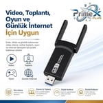 PrimeX PX-AC1200 USB 3.0 WiFi Adaptör, Realtek RTL8812BU, AC1200/AC1300 Dual Band 2.4G-5G, 802.11ac Kablosuz Ağ Alıcı, PC Laptop Masaüstü için Wireless USB Dongle