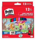 Pritt 12'li Jumbo Üçgen Silinebilir Pastel Boya (Mum Boya) + Silgi ve Kalemtıraş Hediyeli