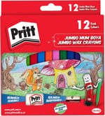 Pritt 12'li Jumbo Üçgen Silinebilir Pastel Boya (Mum Boya) + Silgi ve Kalemtıraş Hediyeli