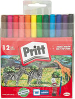 Pritt Keçeli Kalemler, çocuk dostu zararsız boya, su bazlı renkli kalem, silinebilir boya kalemi, dayanıklı kırtasiye malzemesi, 12 Renkli Paket - Seçenekler: 12'li, 12'li 3lü paket