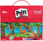 Pritt Pastel Boyalar, canlı renkler ve rahat uygulamalı pastel boya, yumuşak çocuk boyası, kolay kullanımlı resim boyası, dayanıklı kırtasiye malzemesi, Çantalı 24 Renk Pastel Boya